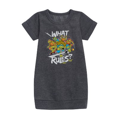 - Teenage Mutant Ninja Turtles - What Rules? Leo and Brothers Graphic Short Sleeve Fleece Dress