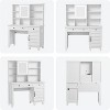 Vanity Desk with HD Mirror, LED Lights and Charging Station, Farmhouse Makeup Table with 2 Drawers & Cushioned Stool Dressing Table Shelves for Home - 2 of 4