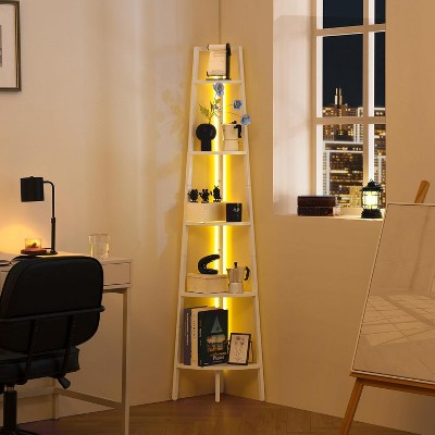Corner Shelf Stand, 5-Tier Bookshelf, 65" Tall Shelves for Bedroom, Living Room, Narrow Display Shelf Bookcase