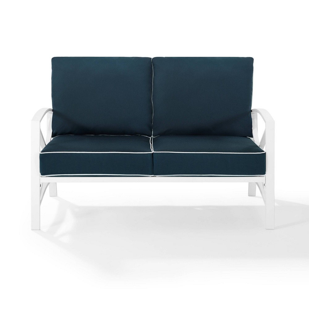 Kaplan Loveseat White Navy Crosley