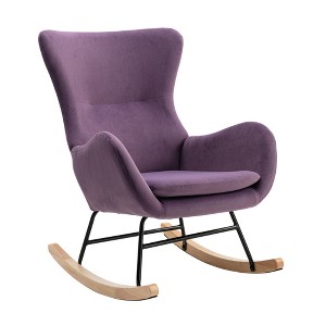 NicBex Teddy Fabric Glider Rocking Chair,Upholstered Nursery Rocking Chairs with High Backrest and Armrests,Nursing Chair for Bedroom - 1 of 4