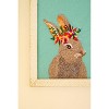 Wall Art 8" H - Framed Embroidery Rabbits Design on Cotton Fabric, (2 x Set of 2) By Kalalou - 2 of 3