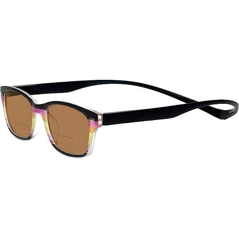 Magz Greenwich Magnetic Front Connecting Polarized Sun OR Bi-Focal Sunglasses in Rainbow Stripe Multi-Color Black - image 1 of 4