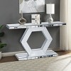 55'' Silver Mirrored Crystal Console Table with Hexagon Base,Diamond Glass Entryway Table for Hallway or Living Room-Baofuwish - 3 of 4