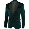 Men's Velvet Blazer One Button Solid Slim Fit Wedding Blazer Luxury Velour Suit Jacket for Dinner,Prom,Party - 3 of 4