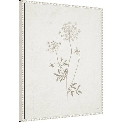 Sylvie Beaded White Framed Botanical Canvas Wall Art