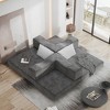 80'' Chenille Convertible 3-Seater Folding Sofa Bed with DIY Modular Design and Two Pillows - 3 of 4
