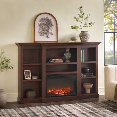 Saracina Home Traditional 70” Mantel Fireplace with Open Shelving