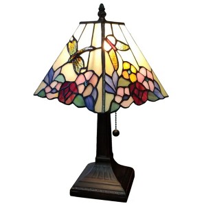 Amora Lighting Tiffany Style Floral Mission Style Table Lamp 8 Inches Wide - 1 of 4
