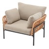 Modern Outdoor Lounge Chair, 36" Iron Lounge Chair with Rope Weave Design, Chairs with Iron Legs and PE Cushions-Coolbibila - 4 of 4