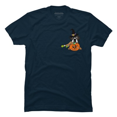 Men's Design By Humans Halloween Boxer Dog By TreeHouses T-Shirt