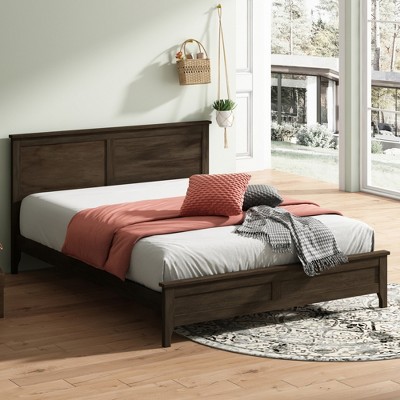 Merax Sleek Pine Wood Frame with Tapered Legs and Sturdy Slats Support