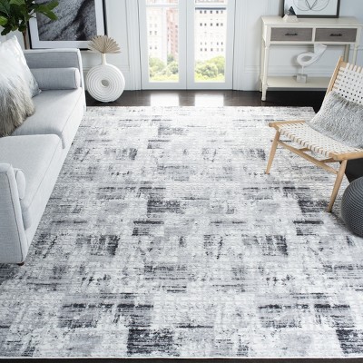 Amelia Modern Abstract Gray Charcoal 9' x 12' Synthetic Area Rug