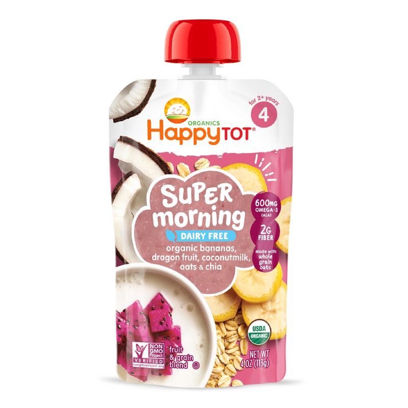 HappyTot Super Morning Organic Bananas Dragonfruit Coconut Milk &#38; Oats with Super Chia Baby Food Pouch - 4oz, 3 of 6