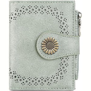 FATMOON Small Wallets for Women,Bifold RFID Blocking Leather Card Holder Compact Wallet with Zipper Coin Pocket for Women - 1 of 4