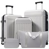 MOEPISY Luggage Set 5 Piece, Hardside Carry on Suitcase, Expandable Luggage with Travel Bags Spinner Wheels TSA Lock Grey+White - 2 of 4