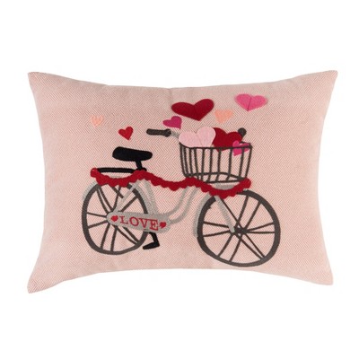 C&F Home 18" x 13" Hearts Bicycle Embroidered Throw Valentine's Day Pillow