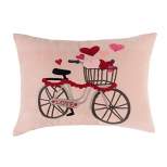 C&F Home 18" x 13" Hearts Bicycle Embroidered Throw Valentine's Day Pillow