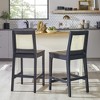 Set of 2 Solid Wood with Rattan Back Counter Height Barstool Black - Saracina Home: Bohemian Style, Rubberwood Legs - 4 of 4