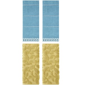 REGALWOVEN 4 Pcs Striped Checked Print Absorbent Soft Decorative Bathroom Hand Towel 14 x 30 Inch - 1 of 4