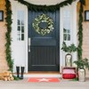24 Inch Artificial Wreath Front Door Winter Spring Decoration Evergreen with Red Berry and Lamb Leaves Indoor Outdoor - 2 of 4