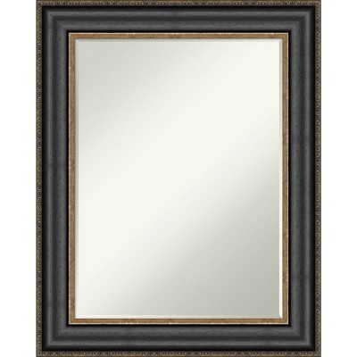 Amanti Art Thomas Black Bronze Petite Bevel Bathroom Wall Mirror 29.75 x 23.75 in.