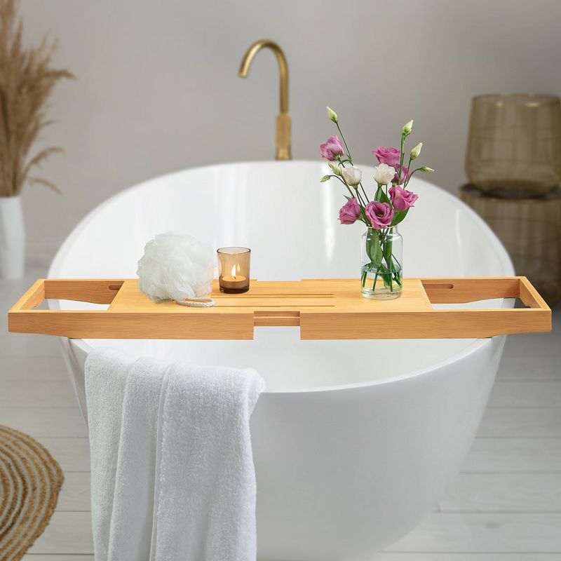 Royal Craft Wood Bamboo Adjustable Bathtub Caddy Tray, 3 of 8