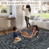 Boho Print Washable Rugs Non Slip Low Pile Vintage Floral Traditional Carpet for Living Room - 4 of 4