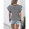 Womens Striped Knit Tops Flutter Cap Sleeve Sweater Boat Neck Color Block Tops - 2 of 4