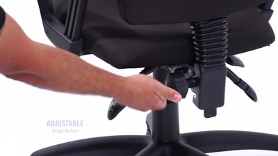 Adjustable Swivel Task Chair in Black Fabric with Lumbar Support