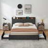 Twin-XL Size Bed Frame with 2 Storage Drawers and Charging Station - 3 of 4