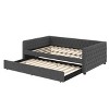 TIRAMISUBEST Full Size Daybed with Twin Size Trundle, Upholstered Tufted Daybed Frame Sofa Bed with Button & Copper Nail on Square Arms - 3 of 4