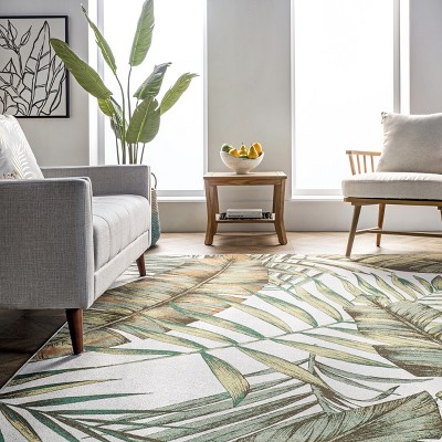 Eco-Friendly Olive Leaf 6' x 9' Synthetic Reversible Area Rug