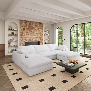 Large size modular cloud sofa 5 seats down sofa bed apartment living room sofa (3seaters + 2ottoman) - 1 of 4