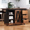 KTMBDW 55.5" Farmhouse Kitchen Island with Drop Leaf, Kitchen Storage Island with Barn Door,Rolling Kitchen Cart on Wheels with Spice Rack for Kitchen - 4 of 4