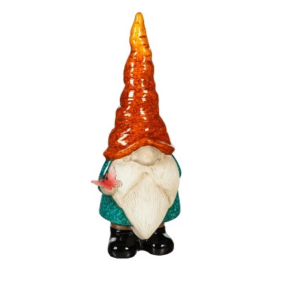 13"H Ceramic Gnome Garden Statuary, Red