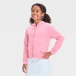 Girls' Hearts French Terry Zip-Up Hoodie - Cat & Jack™ - 1 of 3