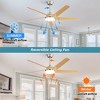 Wanze of Ocean 52 in. Smart Nickel Indoor ABS Wood Grain White Blade 3-Size Downrod Mount Ceiling Fan with 3-Color Dimmable Light - 4 of 4