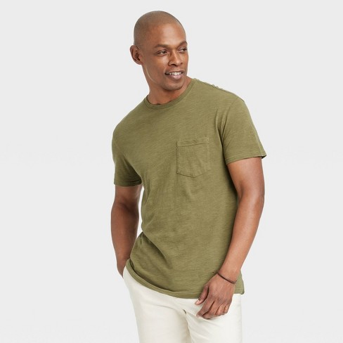 Men's Standard Fit Short Sleeve Crewneck T-shirt - Goodfellow & Co™ Olive  Green S : Target