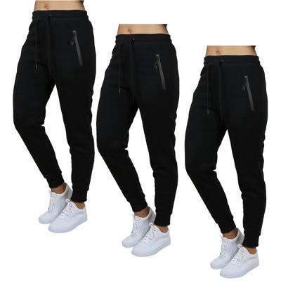 Galaxy By Harvic Pro Star Women's Loose Fit Fleece Lined Joggers-3 Pack