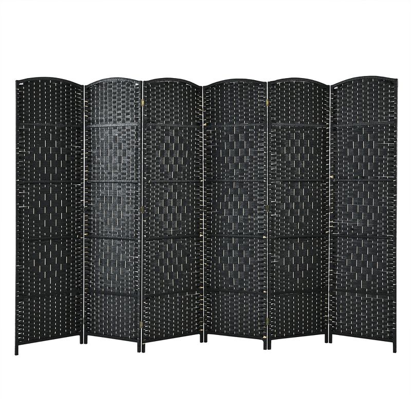 Costway 6-Panel Room Divider 6Ft Weave Fiber Folding Privacy Screen Brown\Black, 1 of 13