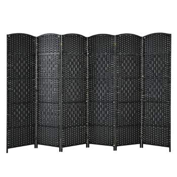 Costway 6-Panel Room Divider 6Ft Weave Fiber Folding Privacy Screen Brown\Black