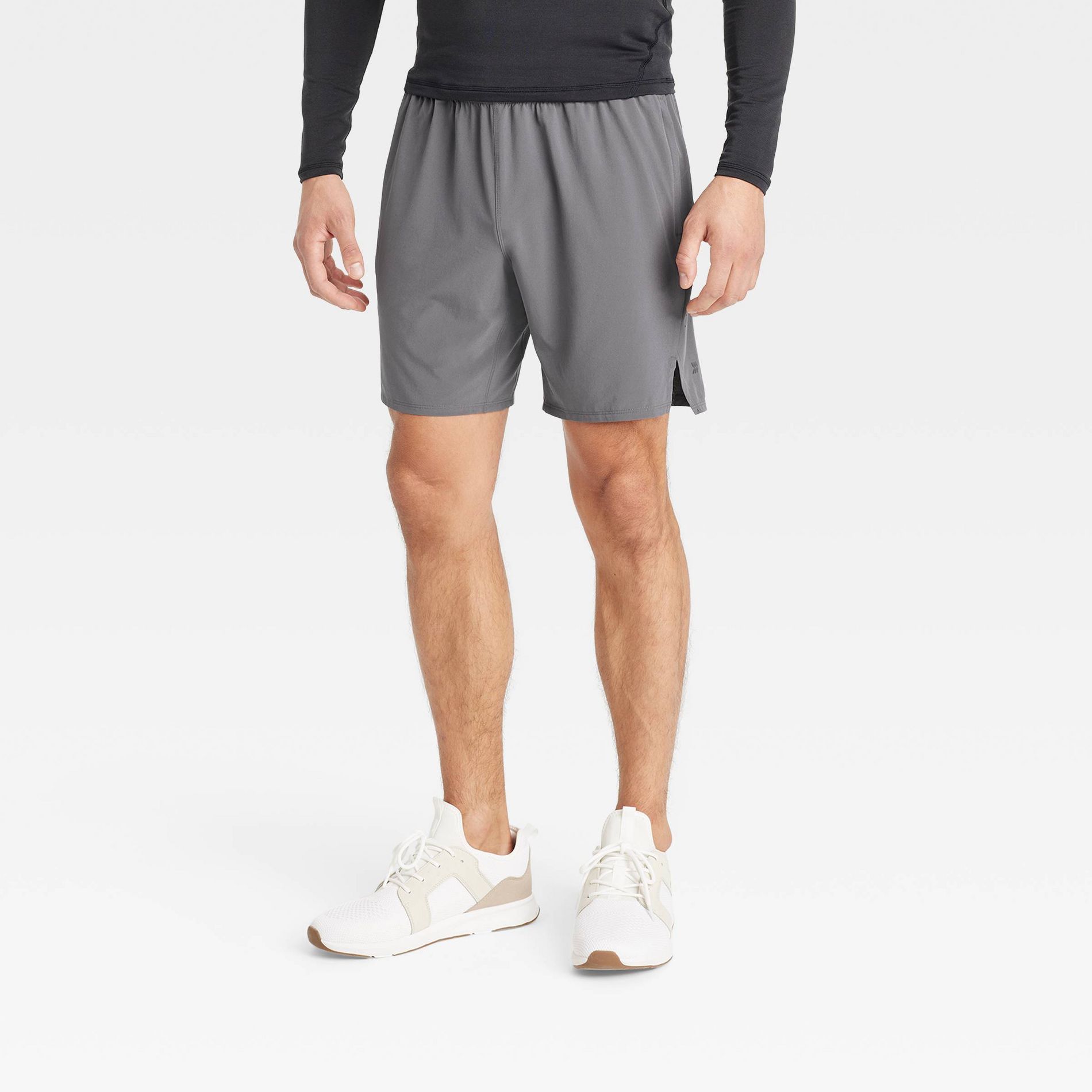 Men's Active Light Unlined Run Shorts 7" - All In Motion™ Dark Gray L: Moisture Wicking, Quick Dry, Zippered Pocket
