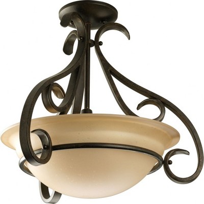 Torino 18" Bronze Semi-Flush Light with Glass Bowl