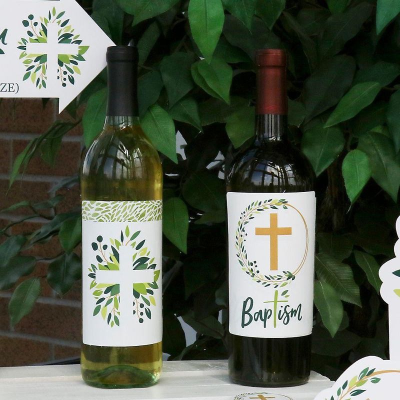 Big Dot of Happiness Baptism Elegant Cross - Religious Party Decorations for Women and Men - Wine Bottle Label Stickers - Set of 4, 2 of 9