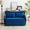54" Velvet Convertible Sofa Bed with Pull-Out Bed, High-Density Foam, Detachable Arm Pockets, Bedhead and 2 Pillows - 3 of 4