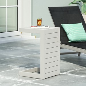 Maggift Patio End Table, C-Shaped Side Table, Compact, Stylish, and Versatile, White, 15"*14.5"*24" - 1 of 4