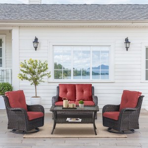 Buenhomino 4 Pieces Patio Furniture Set, Outdoor Swivel Glide Chairs with Loveseat and Coffee Table, All-Weather Patio Conversation Set - 1 of 4