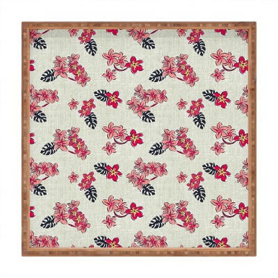 13" Wood Heather Dutton Small Frangipani Pink Punch Tray - society6