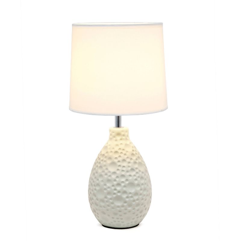 14.17" Traditional Ceramic Texture Thumbprint Tear Drop Table Desk Lamp with Tapered Shade - Creekwood Home , 3 of 8